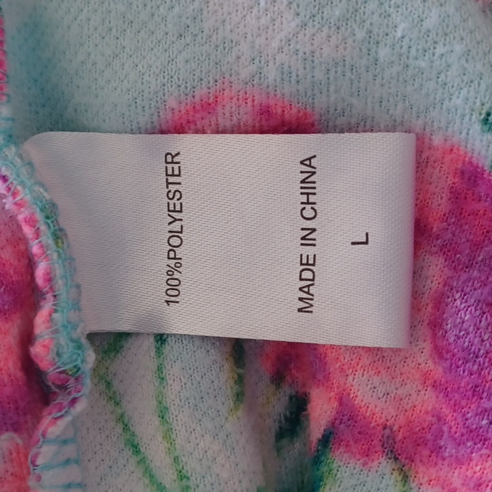 Rare ** Betsey Johnson Green Floral Terry Robe - Picture 5 of 6